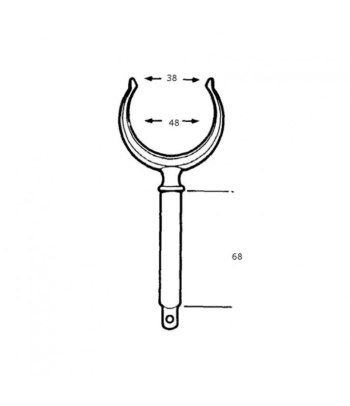 Chromed brass rowlock - Ø 12 x 48 mm