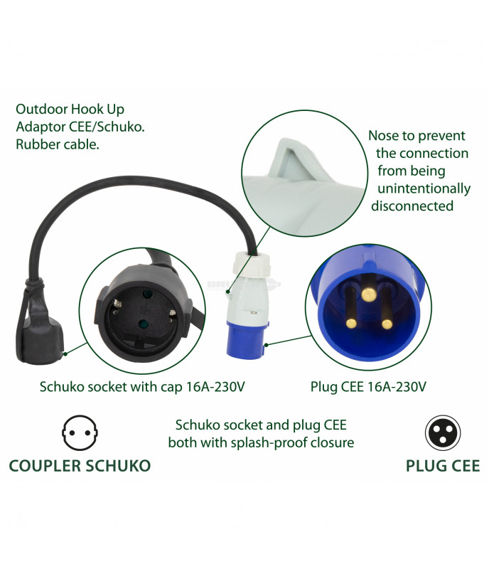 Brunner Adattatore Cee/Schuko 30 cm