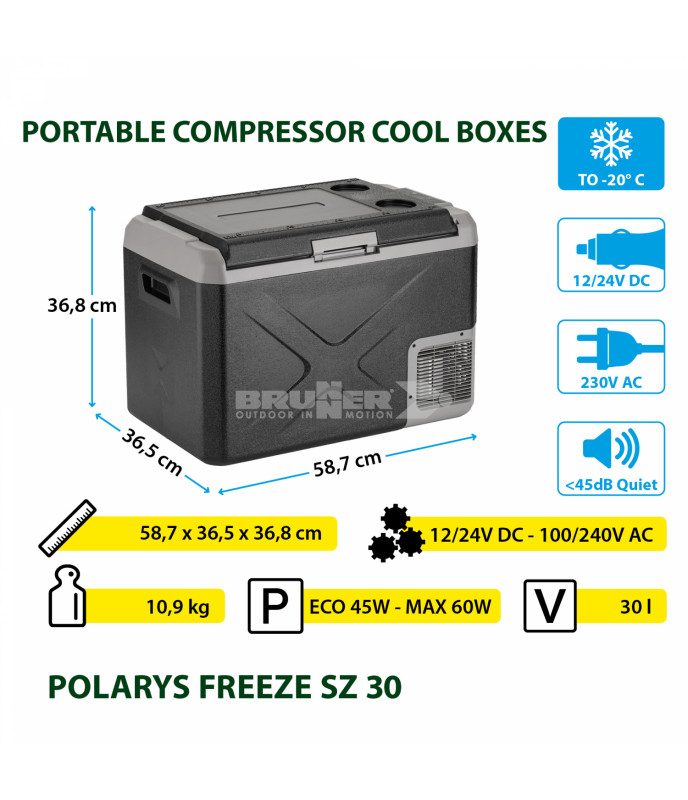 Brunner Refrigerator Polarys Freeze SZ 30 lt. - with 12v/220v compressor