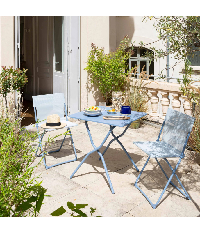 Lafuma square table Balcony II Colorblock Galvanized steel Ciel