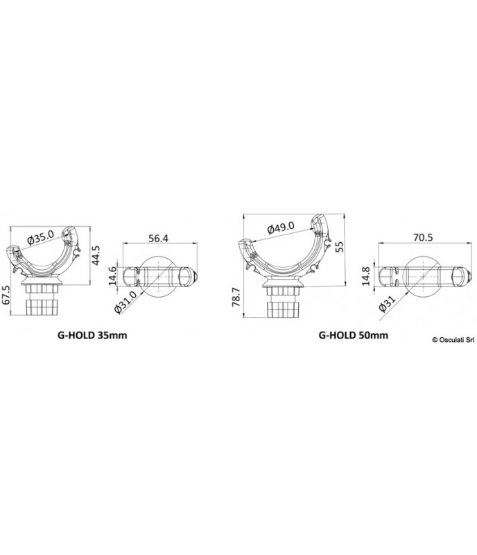 Railblaza porta remo/asta G-Hold 35mm (1 3/8in) Single Black