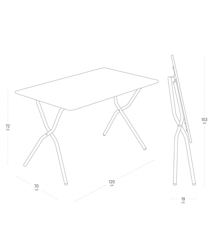 Lafuma Tavolo da giardino pieghevole 120*70*72cm Balcony Acciaio Beige Seigle-Seigle