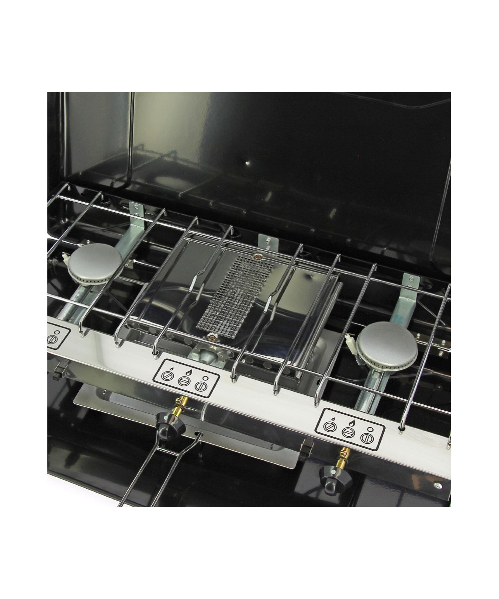 Soplair/Incasa 2-burner gas stove with grill/toaster - foldable case