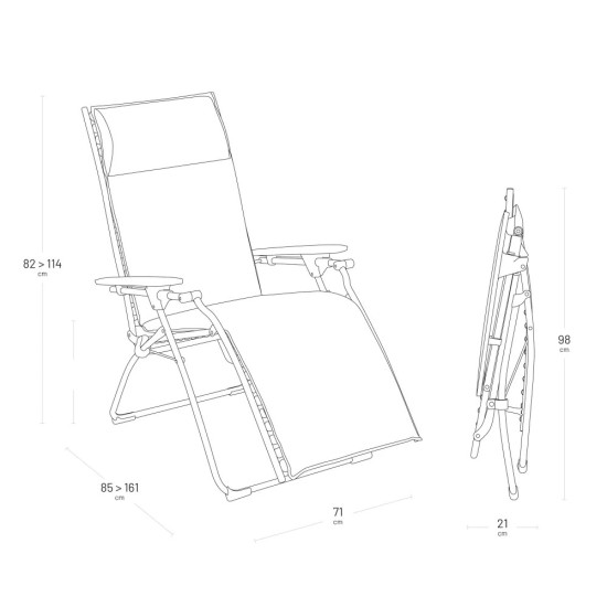 Lafuma Bayanne Niksen Zero Gravity Padded Relax Chair Ash Grey