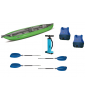 Pacchetto canoa, pagaie, gonfiatore, giubbotti di salvataggio